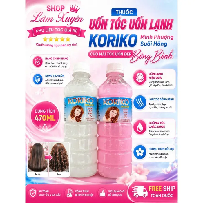 Thuốc Uốn Tóc Uốn Lạnh Koriko Minh Phượng Suối Hồng 470ml Cho Mái Tóc Uốn  Đẹp nhanh xoăn bồng bềnh