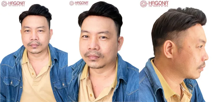 Tóc giả nam HGN 48 dán keo gắn kẹp cao cấp