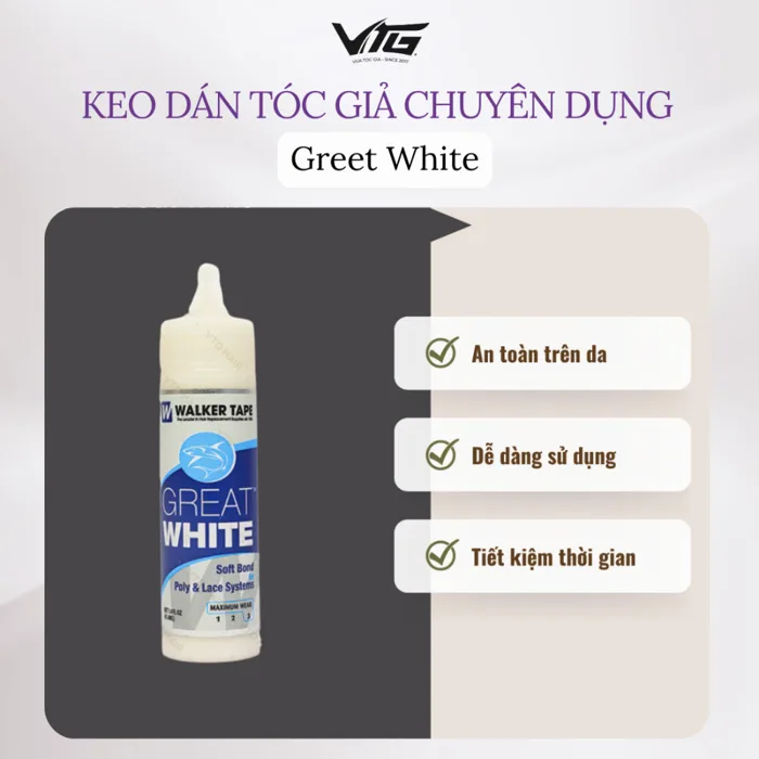 Keo Dán Tóc Giả Great White Mỹ 41.4 ml thành phần tự nhiên - Vua Tóc  Giả-Tóc giả nam