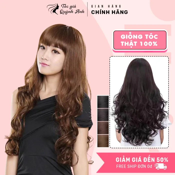Tóc Giả Nữ Nguyên Đầu Dài Xoăn Mái Bằng TN30 – Tóc Giả Cả Đầu Nữ Tự Nhiên,  Nhiều Màu, Dễ Đội, Dễ Phối!