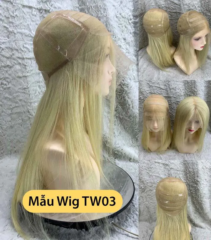 Tóc giả nữ nguyên đầu làm từ tóc thật móc tóc thủ công toàn bộ - Mẫu TW03 -  Viet Wig - Wig made in Viet Nam
