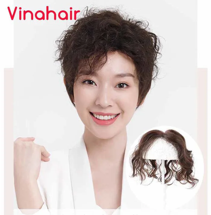 Tóc giả nguyên đầu xoăn ngang vai có đường ngôi da đầu - Tóc giả VINAHAIR