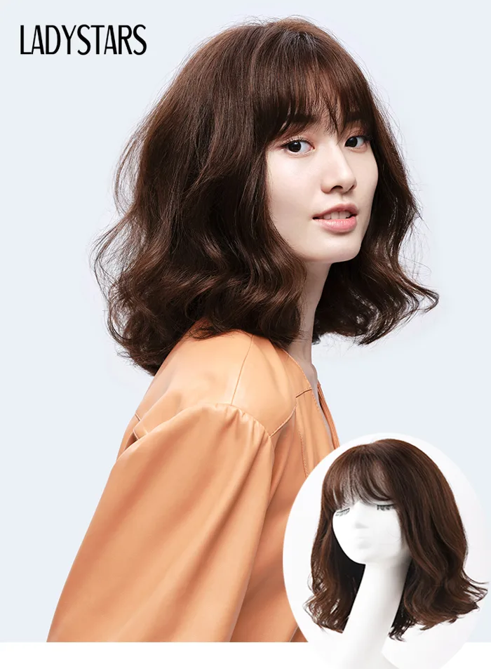 Tóc giả nguyên đầu bob uốn xoăn lơi - Tóc giả cao cấp 100% tóc thật siêu da  đầu