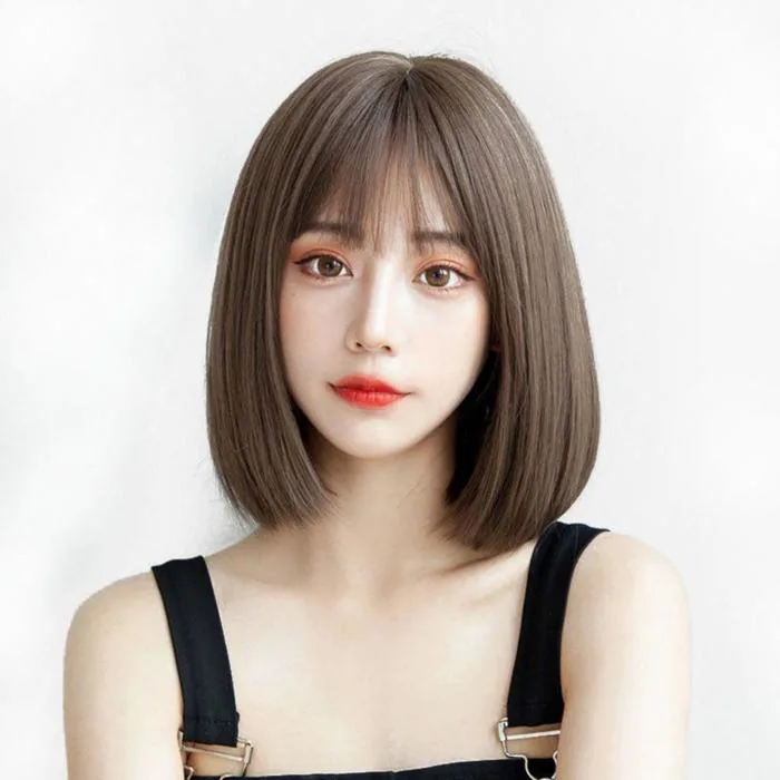 Tóc giả nữ nguyên đầu kiểu VIC ngắn | Tóc giả sợi tơ cao cấp tự nhiên | Wig  nữ đẹp dễ đội | Shopee Việt Nam