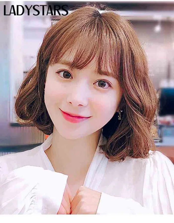 Tóc giả nguyên đầu xoăn ngắn mái thưa - Tóc giả cao cấp 100% tóc thật siêu  da đầu