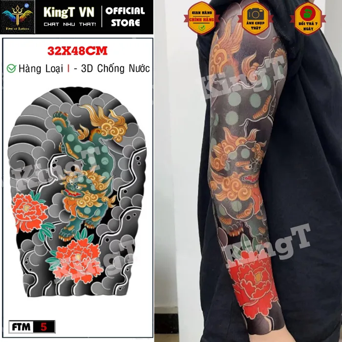 Hình xăm full tay màu nhật cổ kì lân phong thủy đẹp lộng lẫy hàng chính  hãng KingT | Shopee Việt Nam