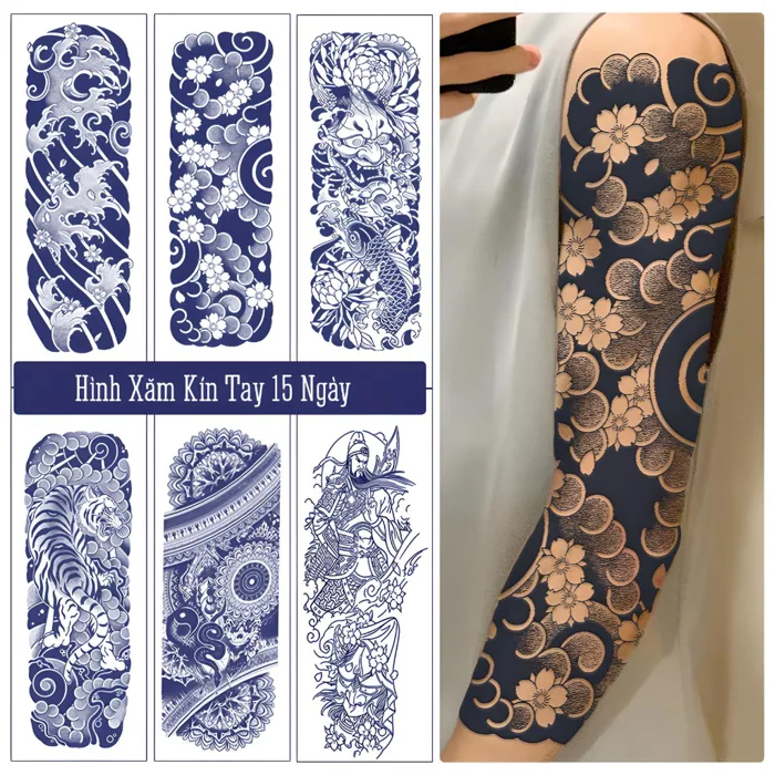 Loại Dài Ngày] Hình Xăm Dán Nhật Cổ Kín Tay 15 Ngày LEO TATTOO (46x15.5cm)  | Shopee Việt Nam